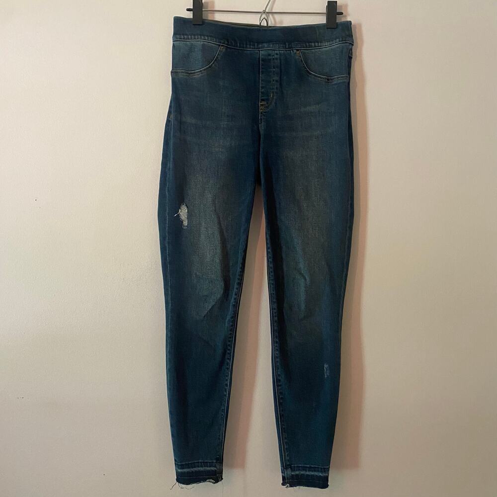 SPANX Dark Wash Jeans Distressed Skinny Preppy Stretchy Women's size Medium